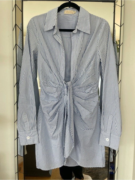 Choosy Dresses & Skirts - Jaquemus-Inspired Striped Blue Shirt Dress S / 4
